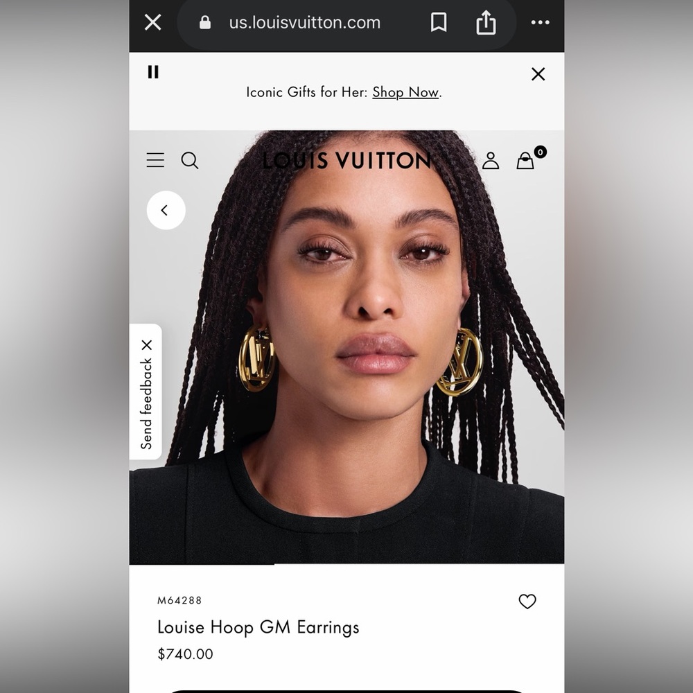 Louis Vuitton Louise Hoop GM Gold Hoop Earrings
